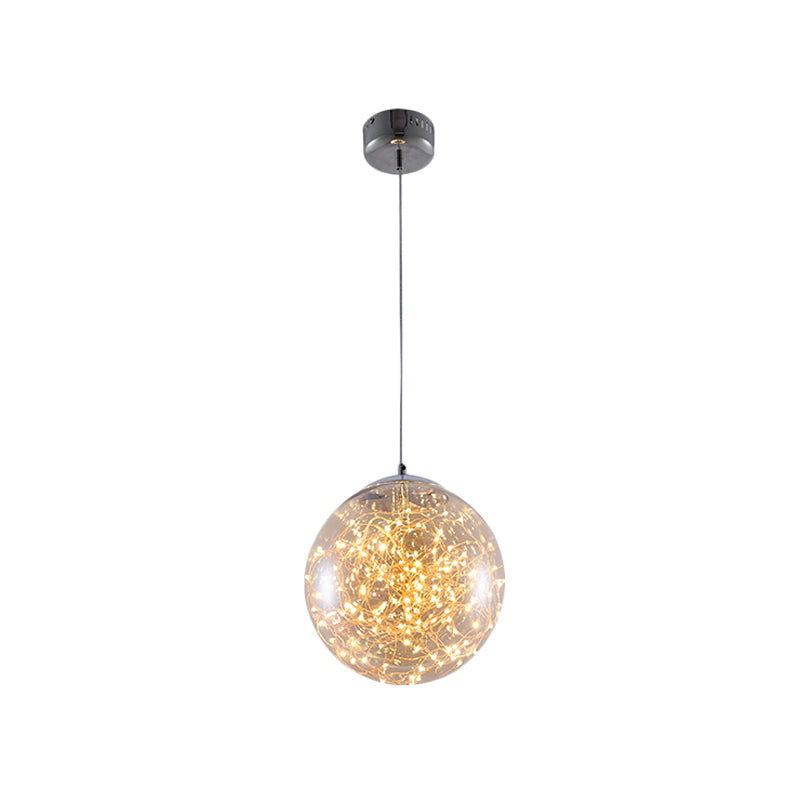 Ball Pendant Light Kit Minimal LED Glass Down Lighting with Inside Glowing String