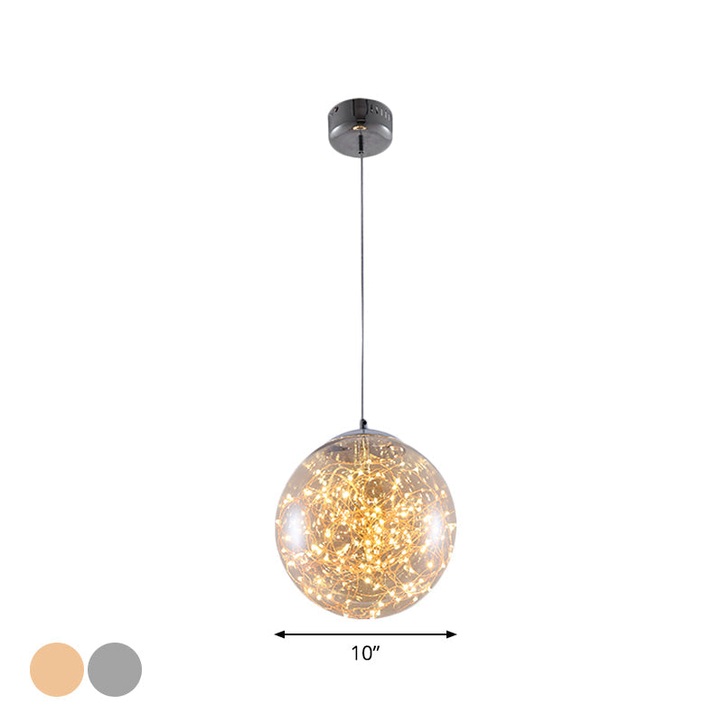 Ball Pendant Light Kit Minimal LED Glass Down Lighting with Inside Glowing String