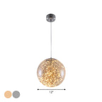 Ball Pendant Light Kit Minimal LED Glass Down Lighting with Inside Glowing String