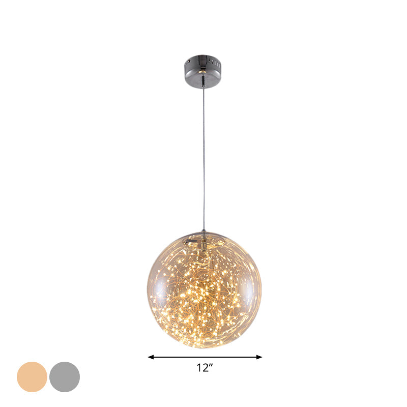 Ball Pendant Light Kit Minimal LED Glass Down Lighting with Inside Glowing String