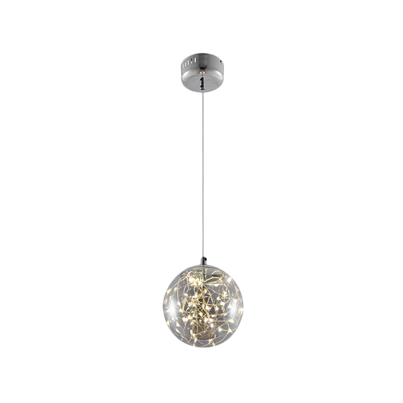 Ball Pendant Light Kit Minimal LED Glass Down Lighting with Inside Glowing String