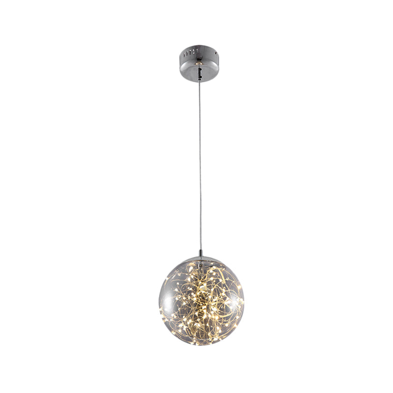 Ball Pendant Light Kit Minimal LED Glass Down Lighting with Inside Glowing String