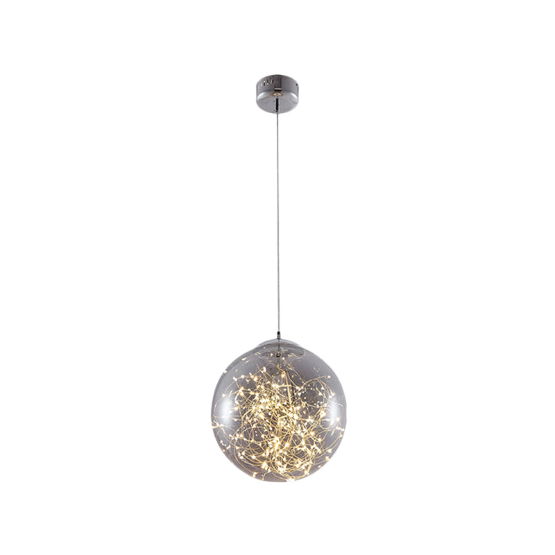 Ball Pendant Light Kit Minimal LED Glass Down Lighting with Inside Glowing String