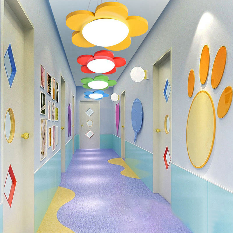 15"/23" Dia Bloemvormige Hanglamp Kinderen Acryl LED Plafond Chandelier in Rood/Geel/Blauw/Groen voor Kinderkamer