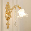 Blossom Pendant Lamp Modern Style Frosted Glass Corridor Chandelier Light with Crystal Ball in Gold