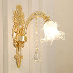 Blossom Pendant Lamp Modern Style Frosted Glass Corridor Chandelier Light with Crystal Ball in Gold