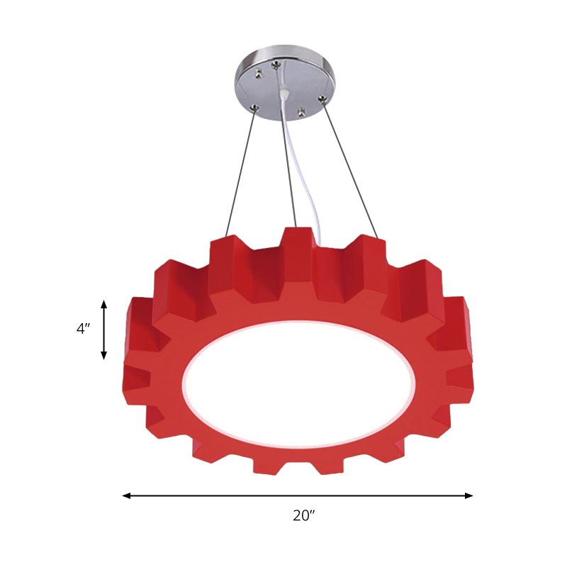 Creative Gear Pendant Light Acrylic Candy Colored LED Suspension Light for Kindergarten
