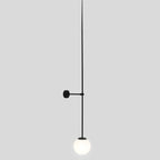 Orb Corridor Wall Light Fixture Milky Glass 1-Light Simple Wall Lamp Sconce with Pencil Arm