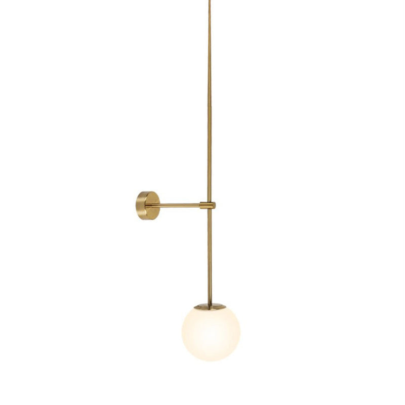 Orb Corridor Wall Light Fixture Milky Glass 1-Light Simple Wall Lamp Sconce with Pencil Arm