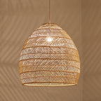 Rattan Cloche Pendant Ceiling Light Asian Single-Bulb Suspension Lighting over Dining Table