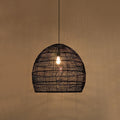 Rattan Cloche Pendant Ceiling Light Asian Single-Bulb Suspension Lighting over Dining Table