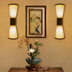 1 Head Corridor Wall Light Asian Wood Wall Sconce Lighting with Hourglass Bamboo Shade