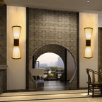1 Head Corridor Wall Light Asian Wood Wall Sconce Lighting with Hourglass Bamboo Shade