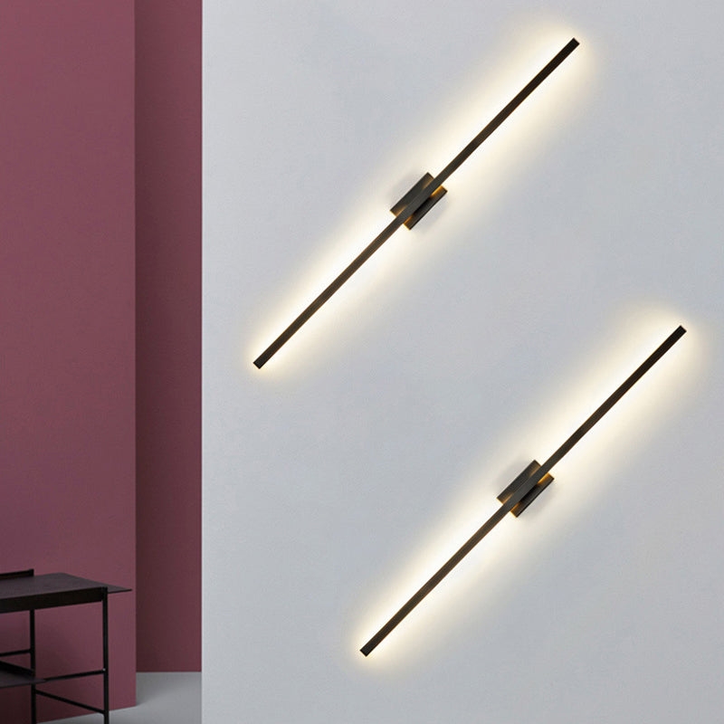 Linear Shaped Metal LED Wall Lighting Contemporary Black Sconce Light Fixture for Corridor