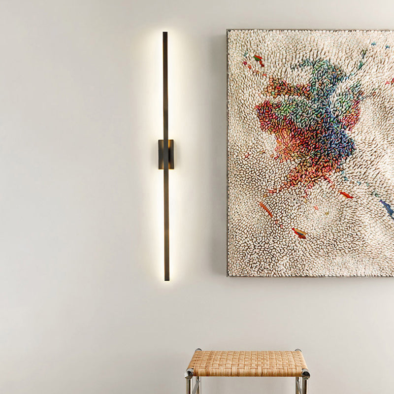 Linear Shaped Metal LED Wall Lighting Contemporary Black Sconce Light Fixture for Corridor
