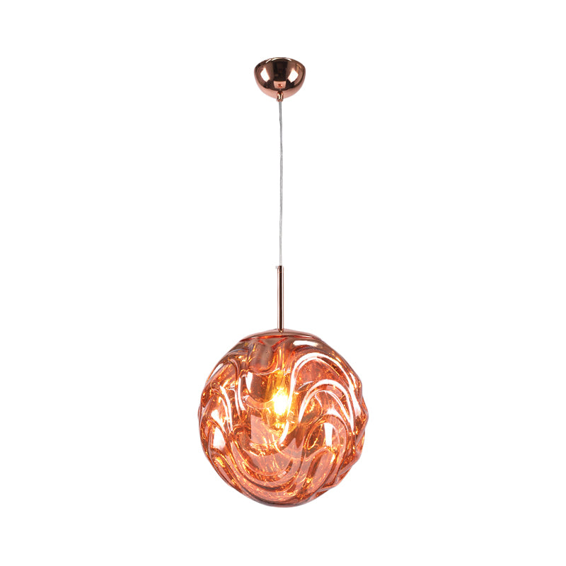 Contemporary 1 Light Pendant Light with Black/Silver/Blue Glass Shade Meringue Hanging Ceiling Light