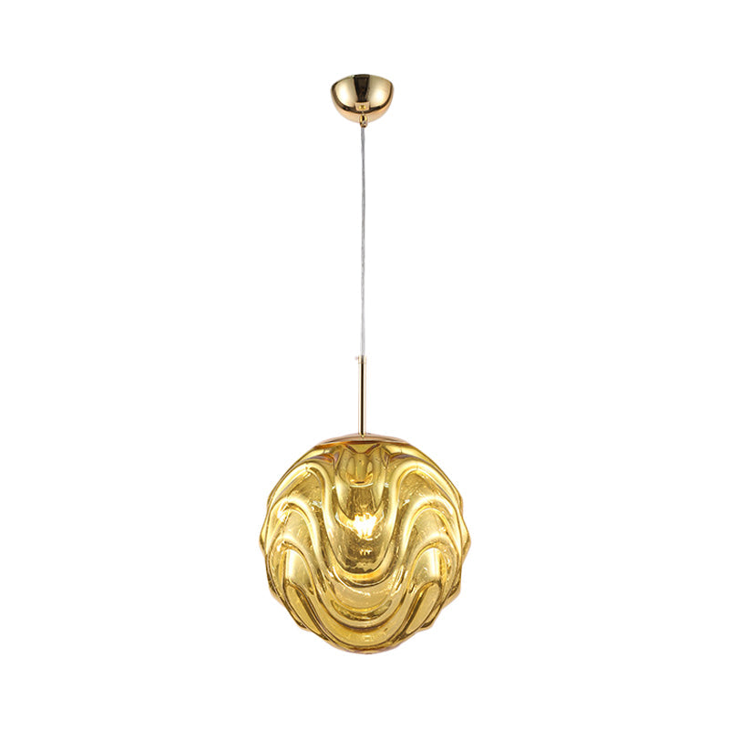 Contemporary 1 Light Pendant Light with Black/Silver/Blue Glass Shade Meringue Hanging Ceiling Light