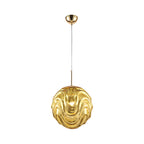 Contemporary 1 Light Pendant Light with Black/Silver/Blue Glass Shade Meringue Hanging Ceiling Light