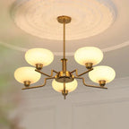 Modern Chandelier with Opal Glass Shades – Elegant Ceiling Lamp