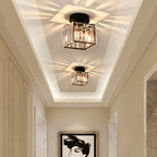 Contemporary Geometric Flush Ceiling Light Tri-Prism Crystal 1-Light Hallway Flush Mount Lighting in Black