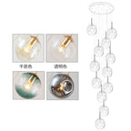Handblown Glass Ball Multi Light Pendant Modern Cognac Hanging Lighting for Staircase