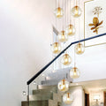 Handblown Glass Ball Multi Light Pendant Modern Cognac Hanging Lighting for Staircase