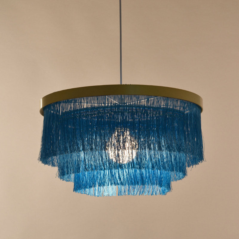 Fringe Gold Ceiling Light Layered 1-Light Minimalism Hanging Lamp for Living Room