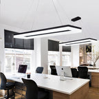 Black Rectangle Chandelier Light Modernism Acrylic LED Pendant Light Fixture in White/Warm/Natural Light