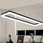 Black Rectangle Chandelier Light Modernism Acrylic LED Pendant Light Fixture in White/Warm/Natural Light