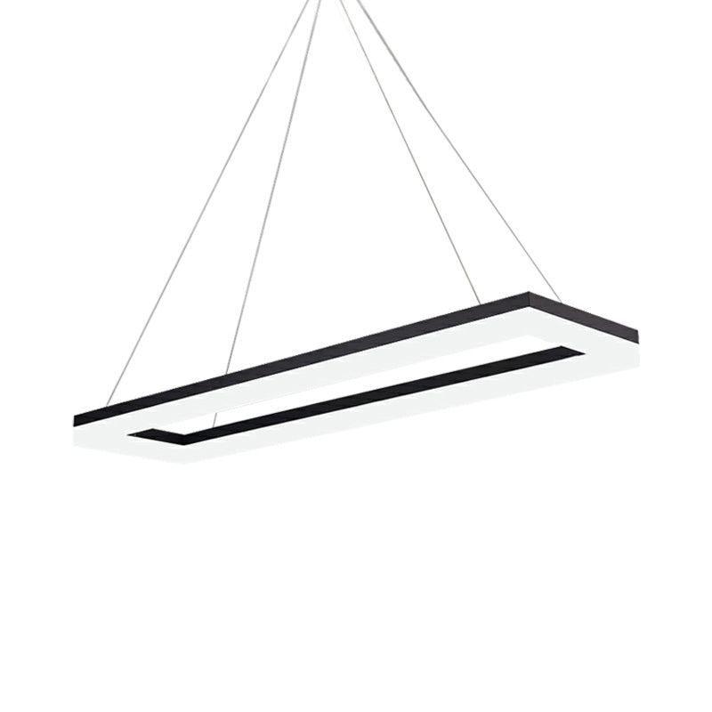 Black Rectangle Chandelier Light Modernism Acrylic LED Pendant Light Fixture in White/Warm/Natural Light