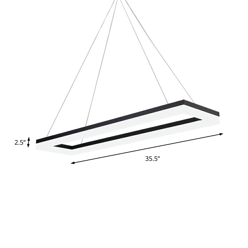 Black Rectangle Chandelier Light Modernism Acrylic LED Pendant Light Fixture in White/Warm/Natural Light