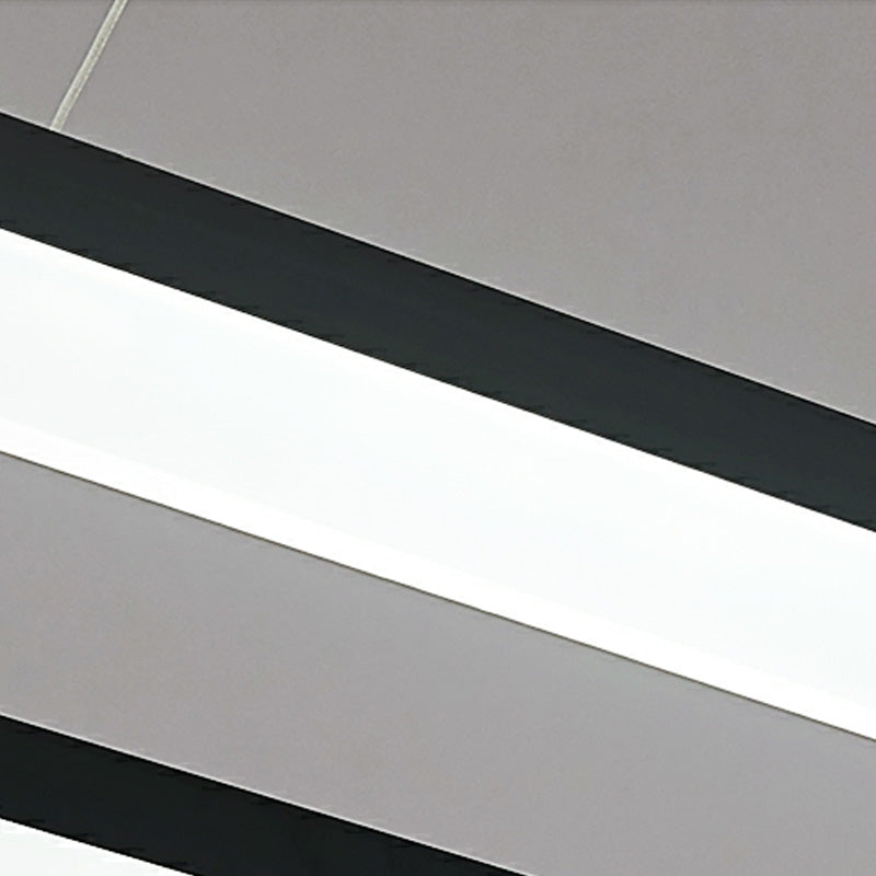 Black Rectangle Chandelier Light Modernism Acrylic LED Pendant Light Fixture in White/Warm/Natural Light