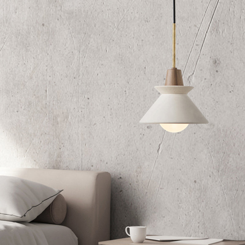 Bowl Shade Ceiling Light Simplicity Cement Single Dining Room Hanging Pendant Light in White