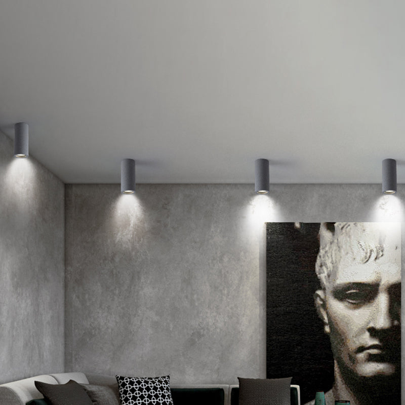 Cylinder Corridor Flush Ceiling Light Cement Minimalistic LED Flush Mount Lighting Fixture