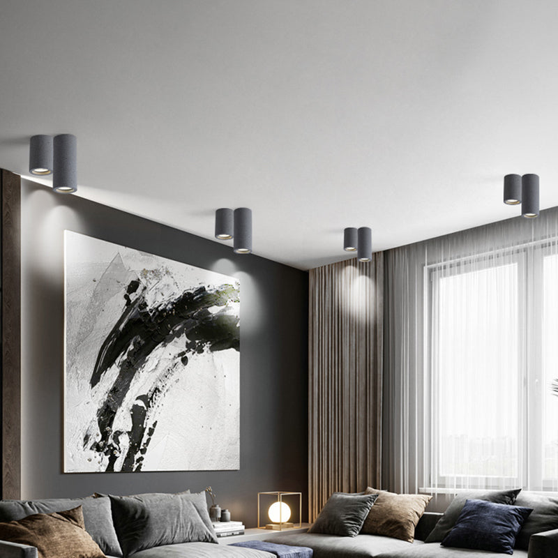 Cylinder Corridor Flush Ceiling Light Cement Minimalistic LED Flush Mount Lighting Fixture
