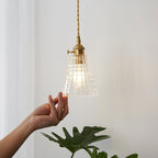 Antique Shaded Pendant Light 1-Light Clear Glass Hanging Light Fixture for Restaurant