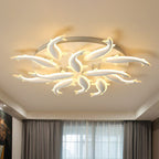 Fish Flush Mount Light Contemporary Acrylic White LED Semi Flush Ceiling Light for Living Room