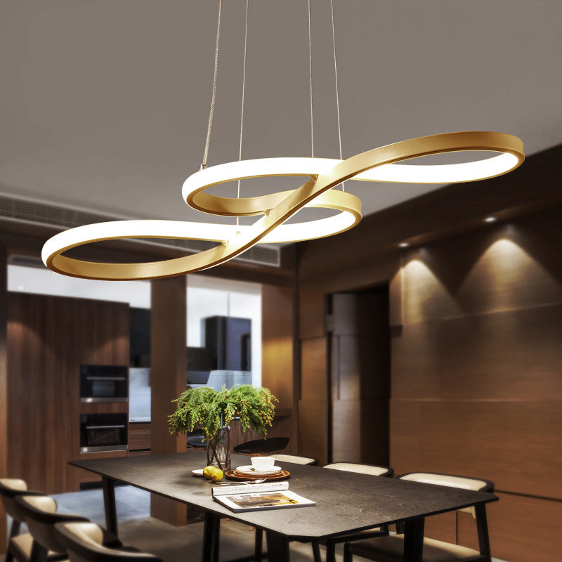Metal Music Note Chandelier Lighting Minimalist LED Pendant Light for Dining Room