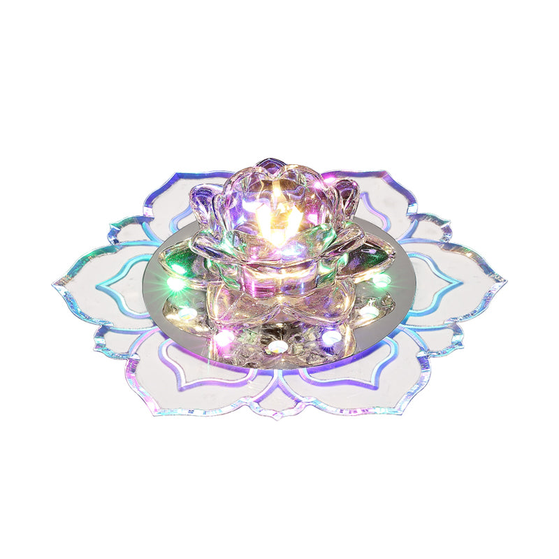 Clear Blossom LED Flush Mount Modern Crystal Flushmount Ceiling Light for Hallway