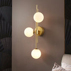 Designer Ball Wall Light Sconce Glass 3-Head Bedroom Wall Mounted Lighting in Brass