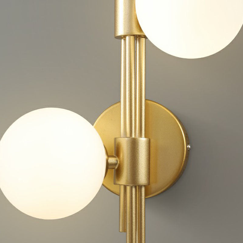Designer Ball Wall Light Sconce Glass 3-Head Bedroom Wall Mounted Lighting in Brass