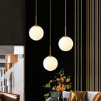 Globe Kitchen Pendant Lighting Cream Glass 1-Light Simplicity Hanging Light in Gold