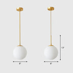 Globe Kitchen Pendant Lighting Cream Glass 1-Light Simplicity Hanging Light in Gold