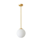 Globe Kitchen Pendant Lighting Cream Glass 1-Light Simplicity Hanging Light in Gold