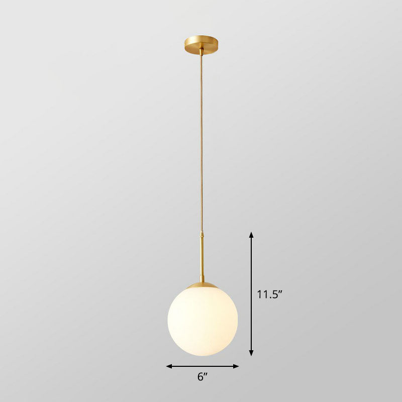 Globe Kitchen Pendant Lighting Cream Glass 1-Light Simplicity Hanging Light in Gold