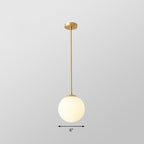 Globe Kitchen Pendant Lighting Cream Glass 1-Light Simplicity Hanging Light in Gold