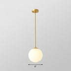 Globe Kitchen Pendant Lighting Cream Glass 1-Light Simplicity Hanging Light in Gold