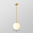 Globe Kitchen Pendant Lighting Cream Glass 1-Light Simplicity Hanging Light in Gold