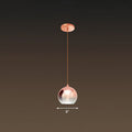 Gradient Glass Globe Hanging Light Post-Modern 1-Light Rose Gold Ceiling Pendant over Table