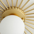 Golden Sunburst Semi-Flush Mount Simple Creative Single Opal Glass Ceiling Lighting for Foyer